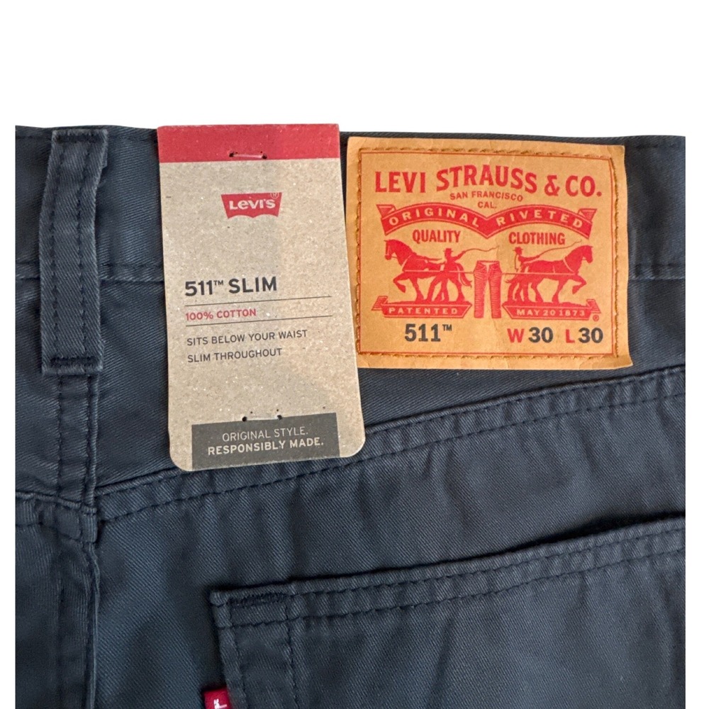 Levi Strauss Co 511 Slim Fit Mens Jeans Dark Wash Size 30x30 New With Tags - Picture 2 of 5